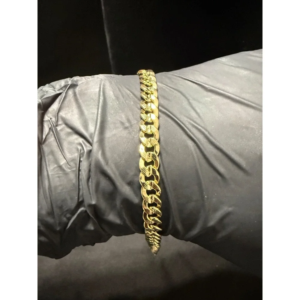 concave cuban gold layered bracelet 9 inch 6.5 mm lobster clasp